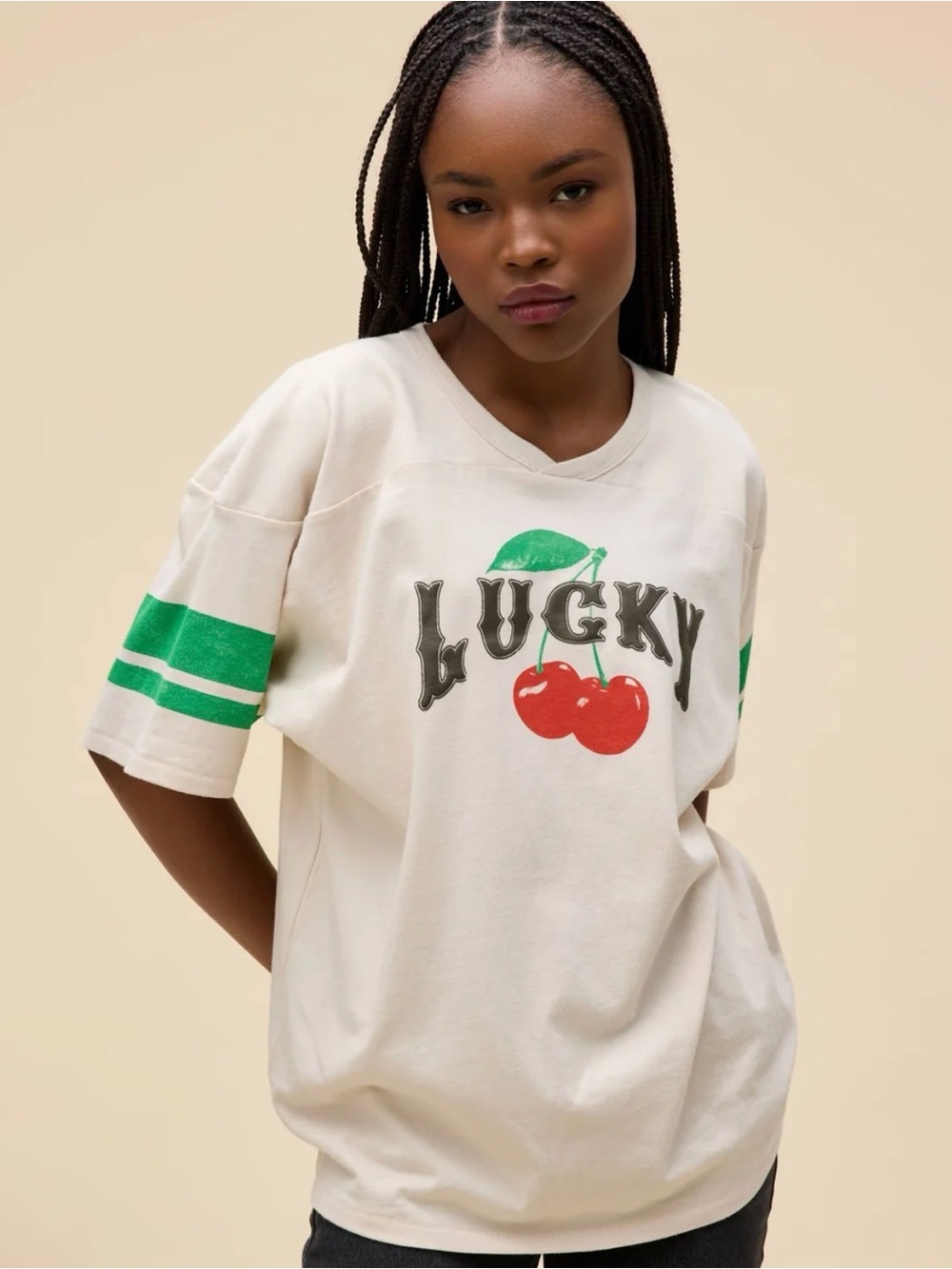 DaydreamerLA Lucky Cherries Oversized Jersey Tee Large $78
